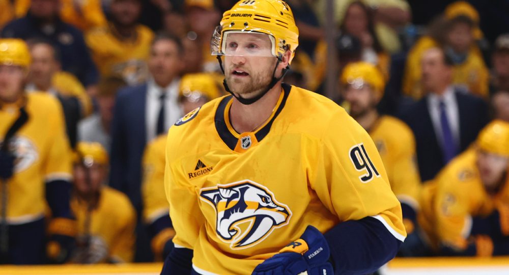 Steven Stamkos em sua estreia pelo Nashville Predators, em 2024. Reprodução/NHL